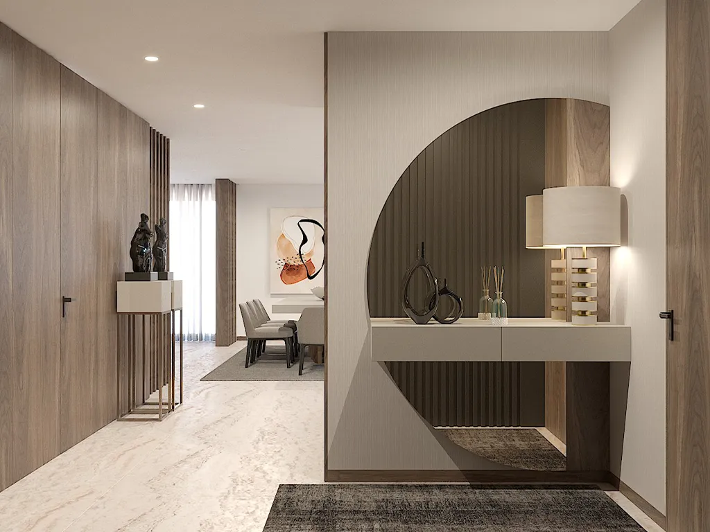 Render Hall de entrada Moderno com Tons neutros