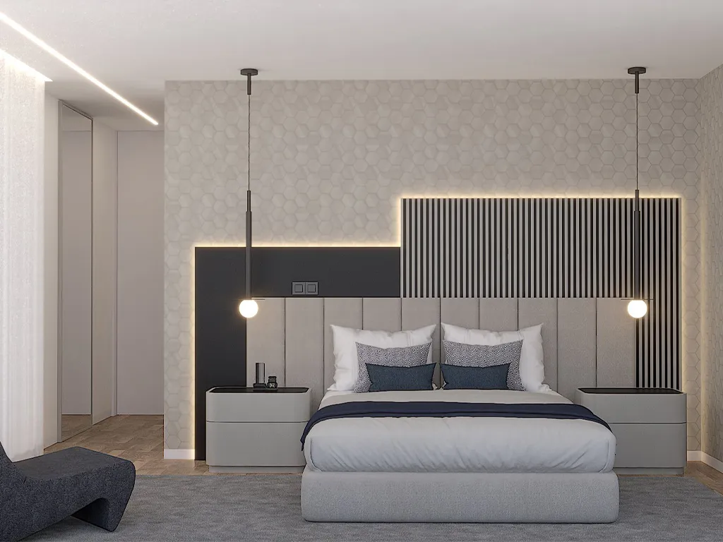 Render de Quarto Rapaz, Moderno, Com Ripado