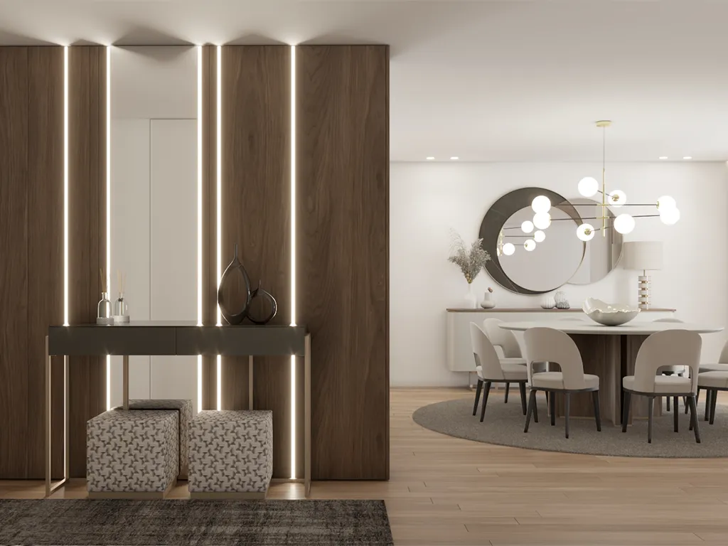 Render Hall de entrada Moderno com Tons neutros