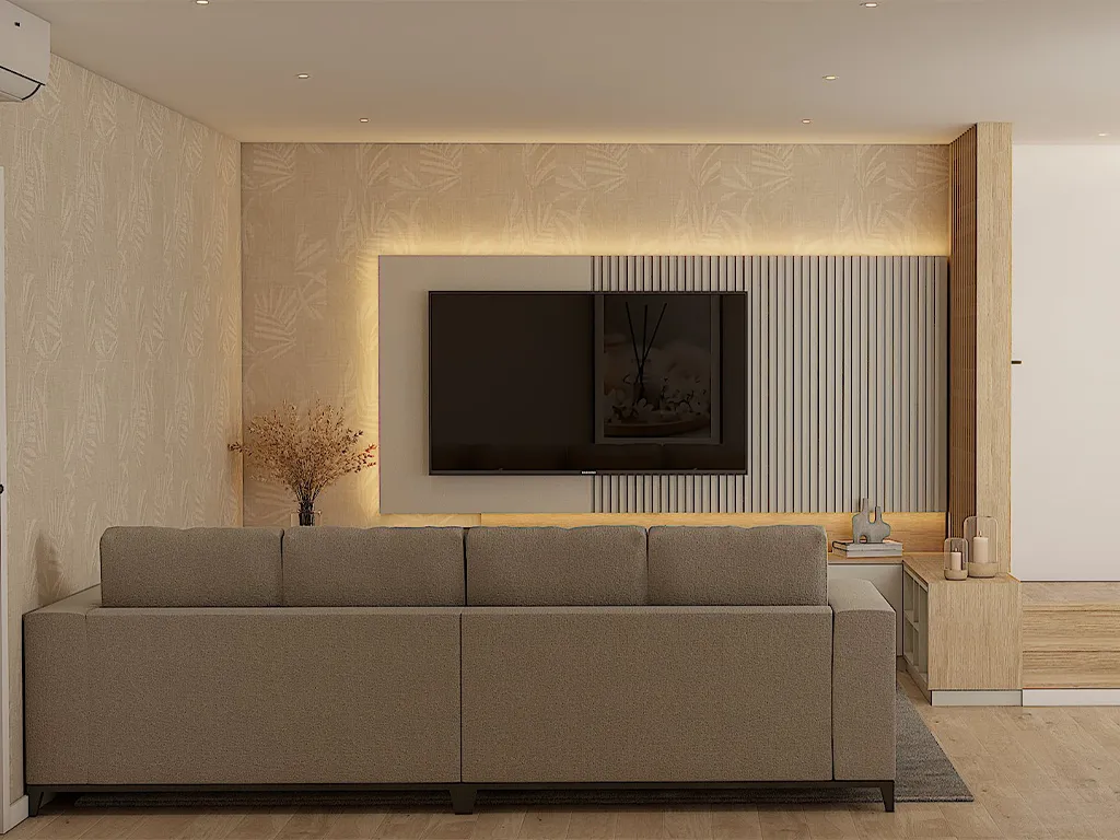 Render OpenSpace com Sala de estar, Moderno e Luxuoso