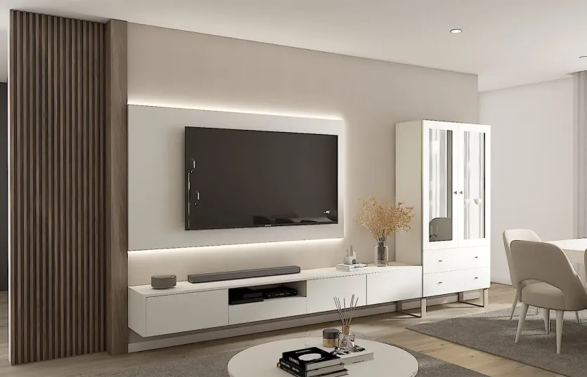 Render de Sala de estar e jantar