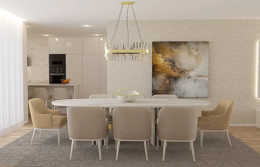 Render de sala de jantar